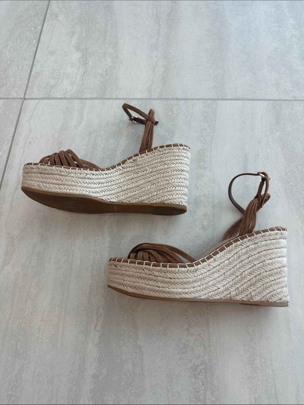 Veronica Beard Brown Suede Espadrille Wedge Sandals - 8 - Picture 3 of 4